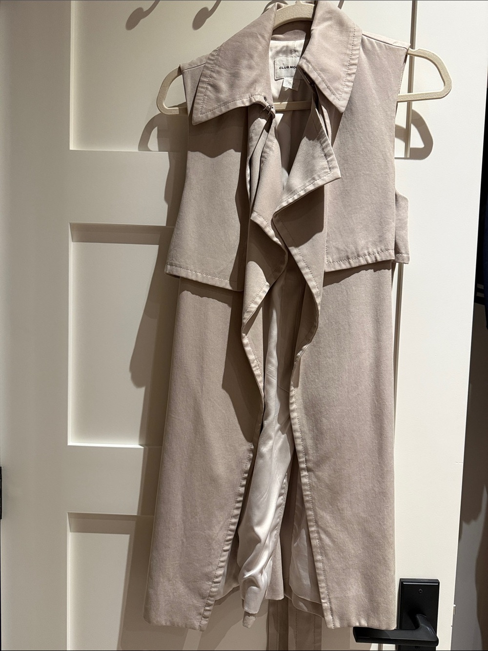 Club Monaco Draped Sleeveless Longline Vest in Light Taupe
